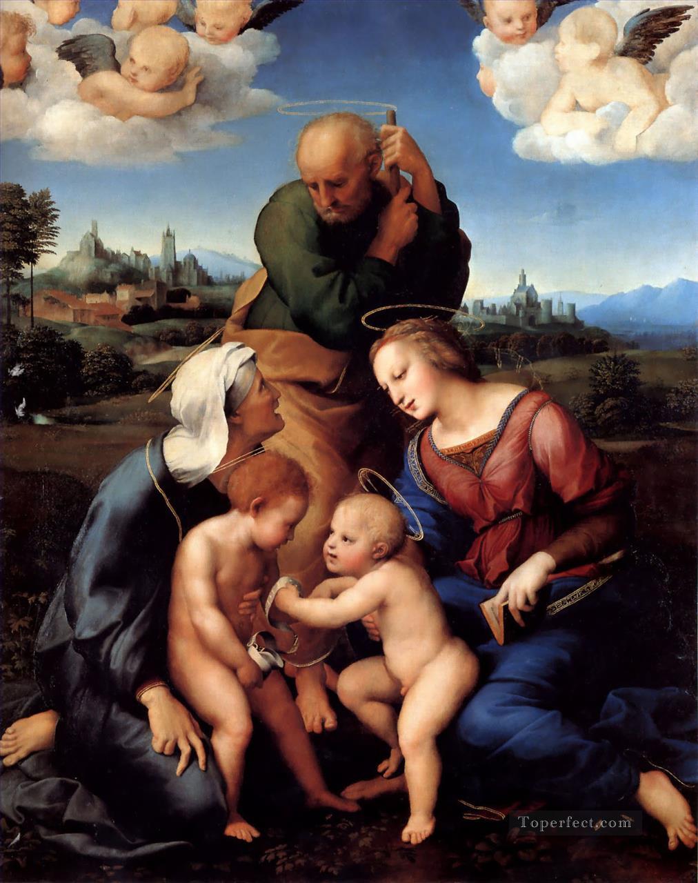 聖家族と聖エリザベスと聖ヨハネ ルネサンスの巨匠ラファエロ油絵